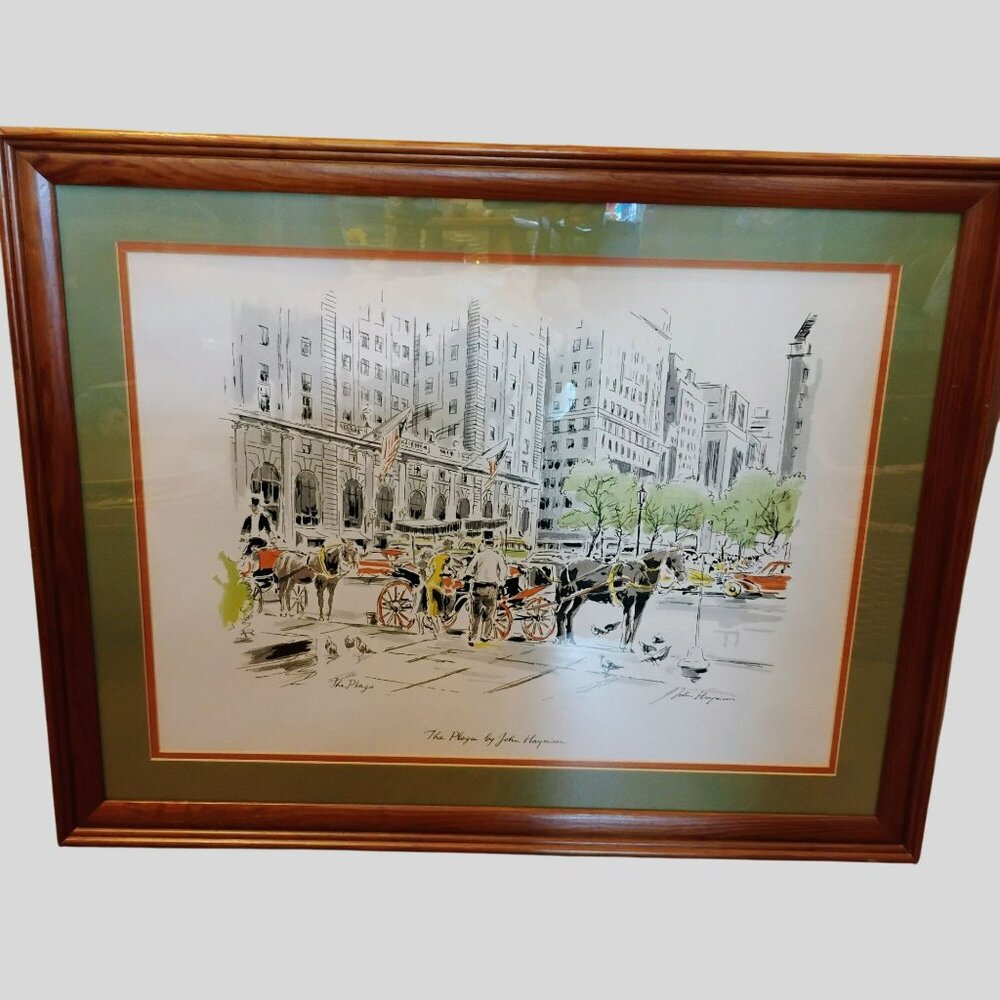 Original John Haymson Lithograph Art Print "The Plaza" 1950s New York City 29x23